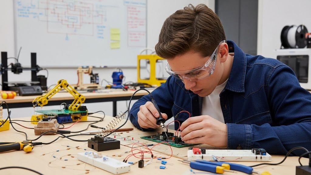 Person actively practicing new skills through hands-on project-based learning activities