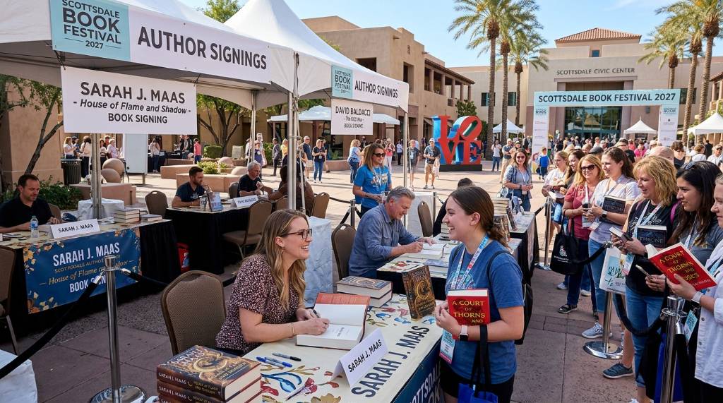 Authors signing books for fans at the Scottsdale Civic Center during the 2027 book festival
